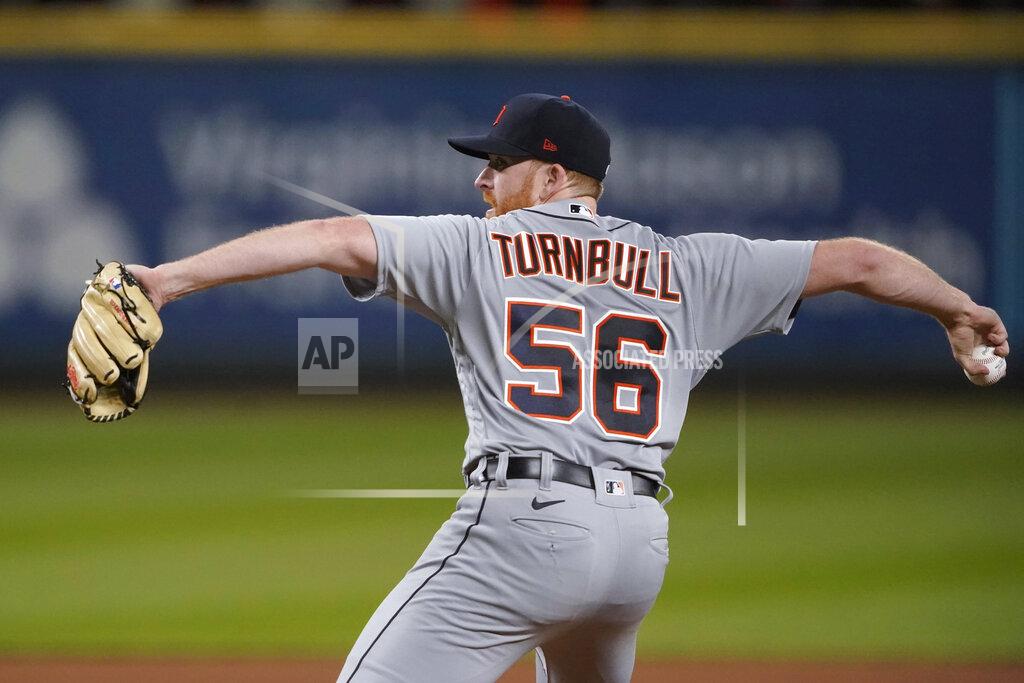 Ted S. Warren Detroit Tigers starting pitcher Spencer Turnbull winds up during the eight inning against the Seattle Mariners in a baseball game Tuesday, May 18, 2021, in Seattle. (AP Photo/Ted S. Warren)