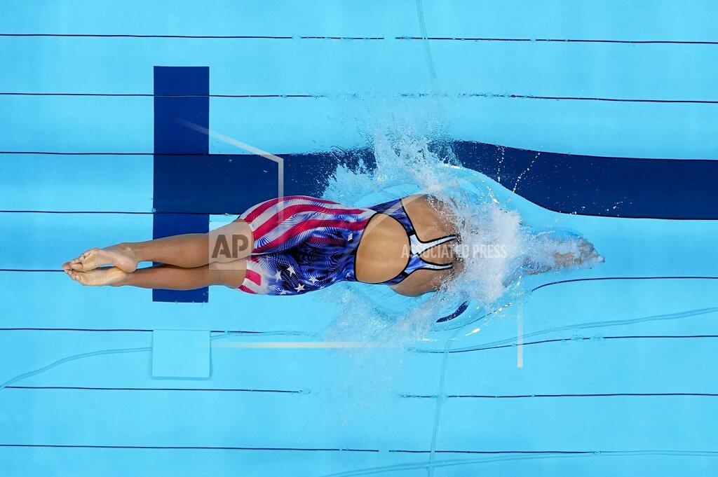 Morry Gash Katie Ledecky, of the United States, starts in the women's 1500-meters freestyle finalat the 2020 Summer Olympics, Wednesday, July 28, 2021, in Tokyo, Japan. (AP Photo/Morry Gash)