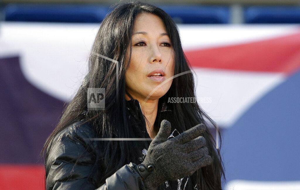 Steven Senne FILE - In this Dec. 23, 2018, file photo, Buffalo Bills co-owner Kim Pegula stands on the field as the team warms up before an NFL football game against the New England Patriots, in Foxborough, Mass. A person with direct knowledge of the decision tells The Associated Press that Kim Pegula, also owner of the Buffalo Beauts, has given up control of the National Women's Hockey League franchise. The person spoke to The AP on Wednesday, May 8, 2019, on the condition of anonymity because the decision won't be announced until later in the day. The person said Beauts owner Kim Pegula informed NWHL Commissioner Dani Rylan of her decision during a conference call Tuesday. (AP Photo/Steven Senne, File)