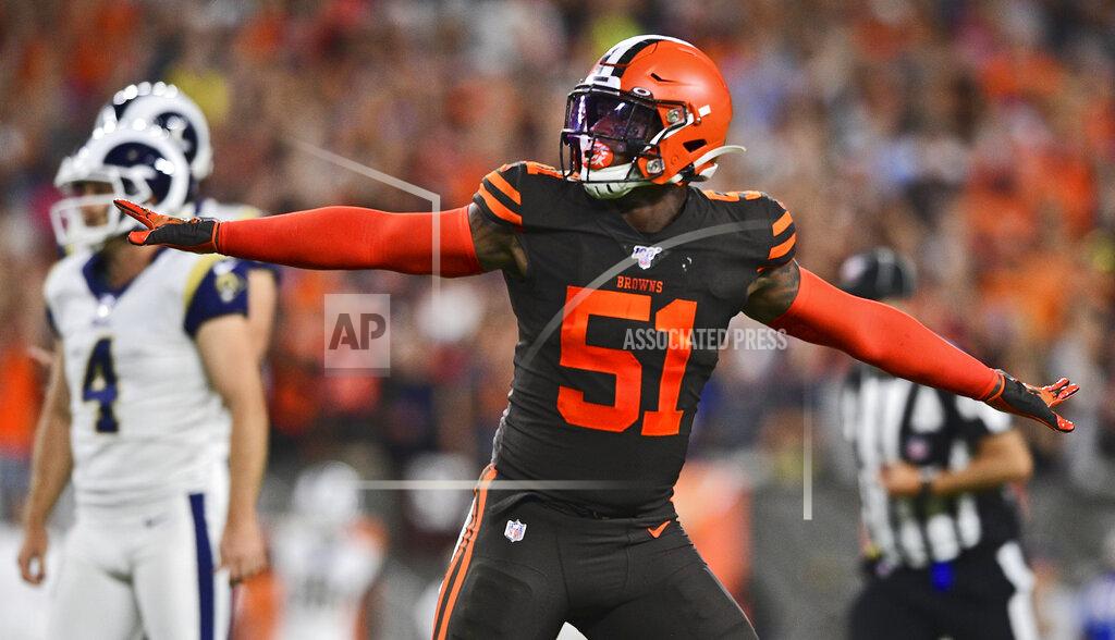 David Dermer Cleveland Browns linebacker Mack Wilson (51) reacts to a missed field goal by Los Angeles Rams kicker Greg Zuerlein (4) during the first half of an NFL football game, Sunday, Sept. 22, 2019, in Cleveland. (AP Photo/David Dermer)