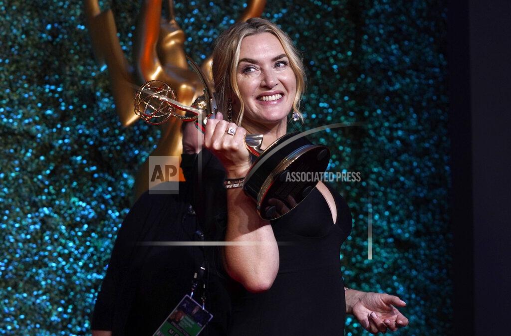 Chris Pizzello Kate Winslet, winner of the award for outstanding lead actress in a limited or anthology series or movie for "Mare of Easttown" poses at the 73rd Primetime Emmy Awards on Sunday, Sept. 19, 2021, at L.A. Live in Los Angeles. (AP Photo/Chris Pizzello)