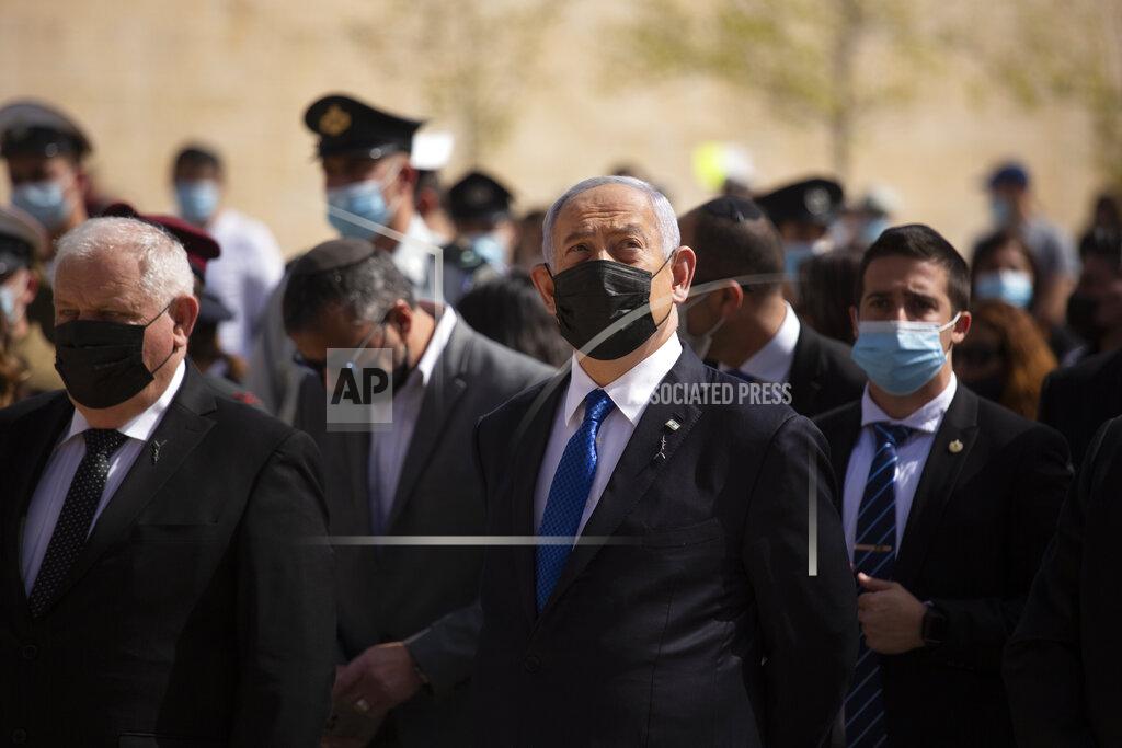 Maya Alleruzzo Israeli Prime Minister Benjamin Netanyahu attends a ceremony marking the annual Holocaust Remembrance Day at Yad Vashem Holocaust Memorial in Jerusalem, Thursday, April 8, 2021. (AP Photo/Maya Alleruzzo, Pool)