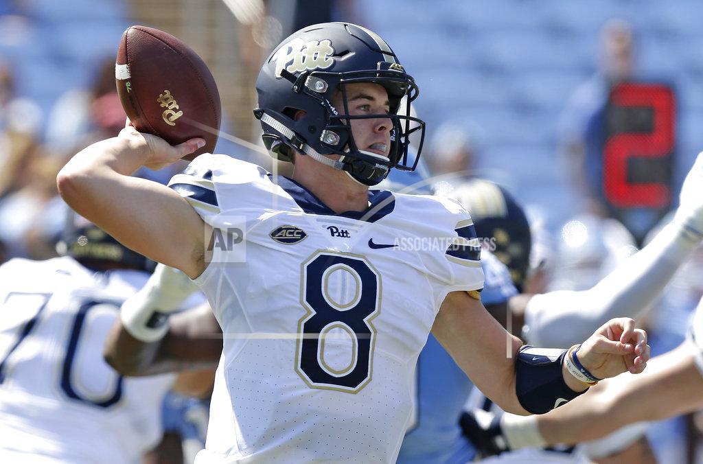 Gerry Broome Pittsburgh quarterback Kenny Pickett (8) passes during the first half of an NCAA college football game against North Carolina in Chapel Hill, N.C., Saturday, Sept. 22, 2018. (AP Photo/Gerry Broome)