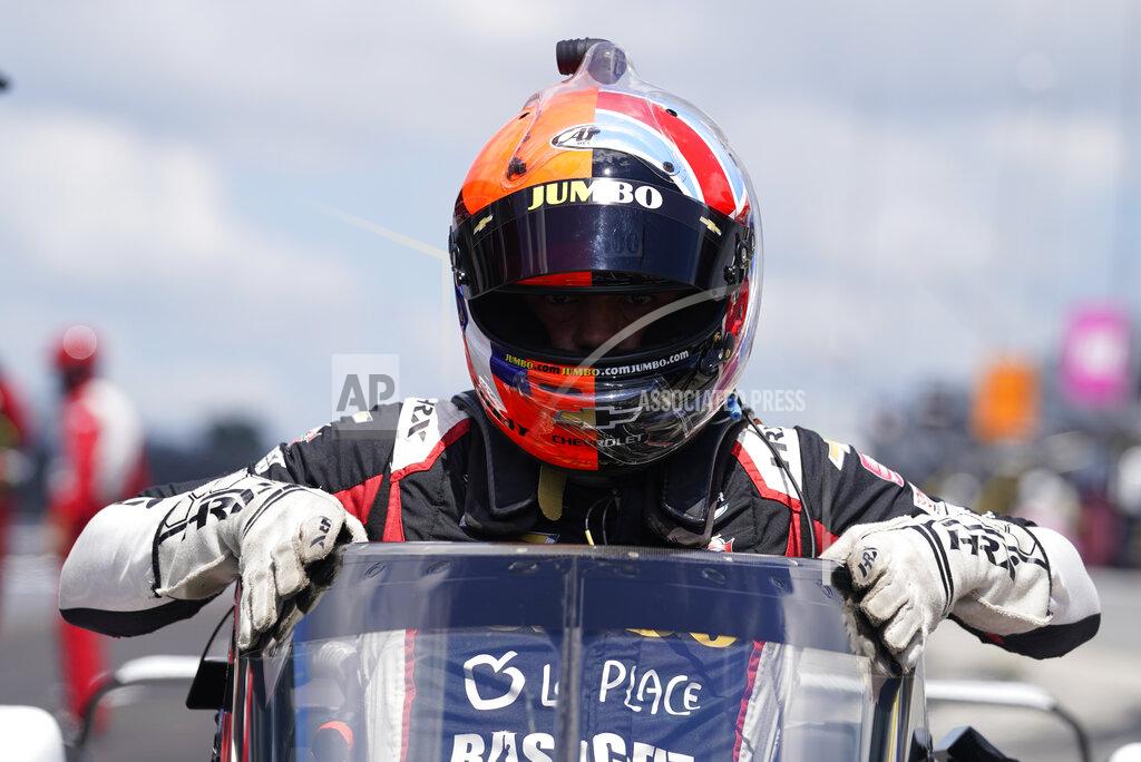 Darron Cummings Rinus VeeKay, of the Netherlands, climbs out of his car during qualifications for the Indianapolis 500 auto race at Indianapolis Motor Speedway, Sunday, Aug. 16, 2020, in Indianapolis. (AP Photo/Darron Cummings)