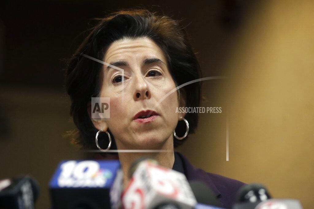 Steven Senne FILE - In this March 1, 2020 file photo, Rhode Island Gov. Gina Raimondo faces reporters during a news conference, in Providence, R.I. President-elect Joe Biden has picked Rhode Island Gov. Gina Raimondo to lead the Commerce Department. (AP Photo/Steven Senne)