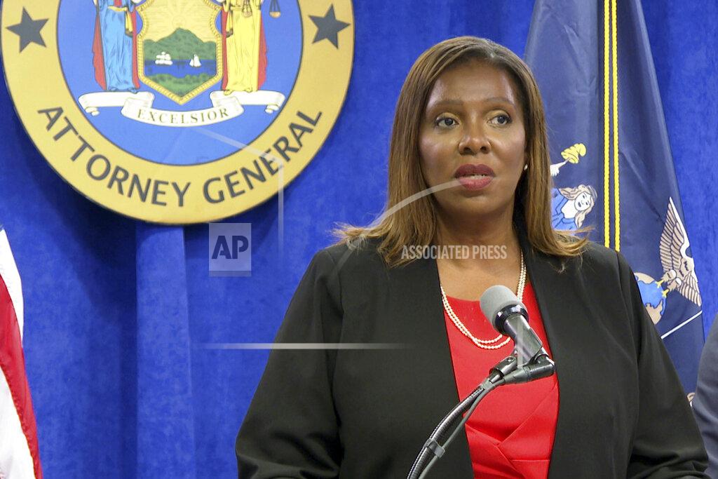 Ted Shaffrey New York State Attorney General Letitia James speaks at a press conference, Tuesday, Aug. 3, 2021, in New York. An investigation found that New York Gov. Andrew Cuomo sexually harassed multiple women in and out of state government and worked to retaliate against one of his accusers, James announced Tuesday. (AP Photo/Ted Shaffrey)