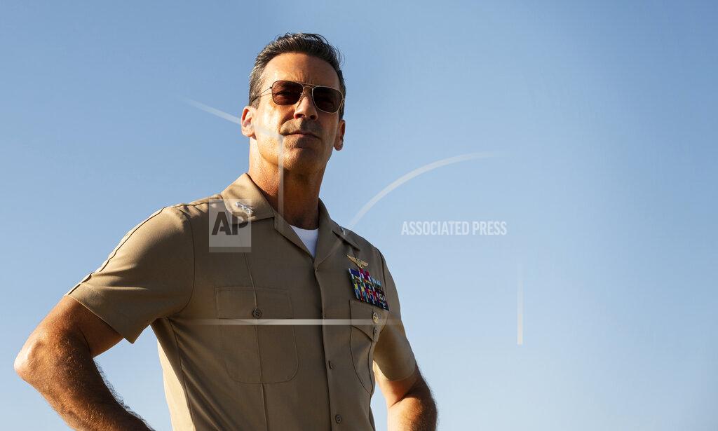Scott Garfield This image released by Paramount Pictures shows Jon Hamm plays Adm. Beau "Cyclone" Simpson in "Top Gun: Maverick." (Paramount Pictures via AP)