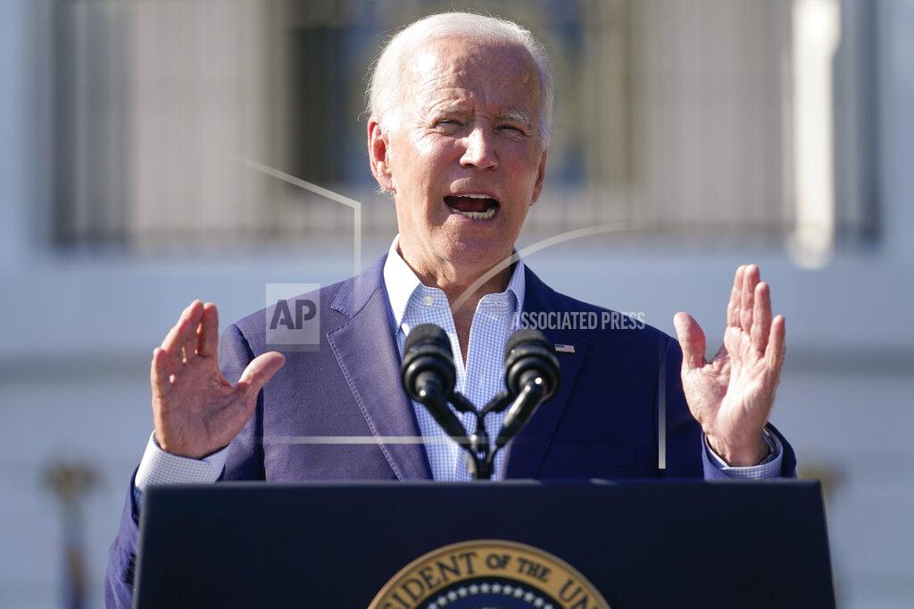 Evan Vucci President Joe Biden speaks during a Fourth of July celebration for military families on the South Lawn of the White House, Monday, July 4, 2022, in Washington. (AP Photo/Evan Vucci)