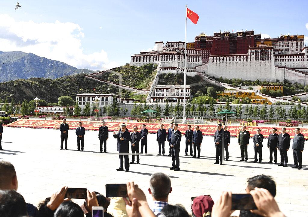 Yan Yan In this July 22, 2021 photo released by China's Xinhua News Agency, Chinese President Xi Jinping speaks at a public square below the Potala Palace in Lhasa in western China's Tibet Autonomous Region. Chinese leader Xi Jinping has made a rare visit to Tibet as authorities tighten controls over the Himalayan region's traditional Buddhist culture, accompanied by an accelerated drive for economic development. (Yan Yan/Xinhua via AP)