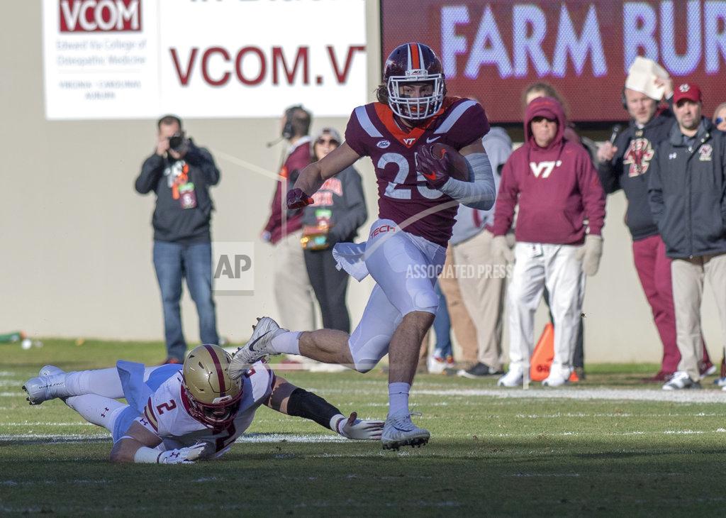 Matt Bell Virginia Tech tight end Dalton Keene breaks free of Boston College defensive end Zach Allen during the first half of an NCAA college football game against in Blacksburg, Va., Saturday, Nov. 3, 2018. (AP Photo/Matt Bell)