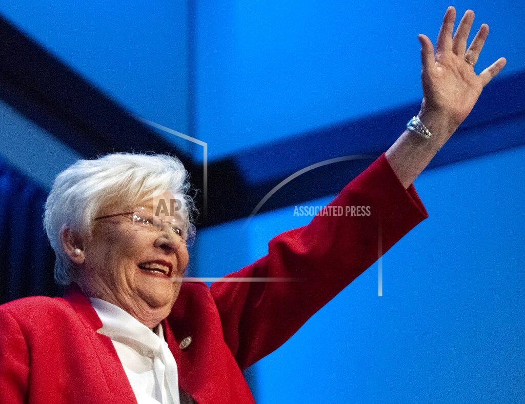 Mickey Welsh Alabama Gov. Kay Ivey declares victory in her Republican primary race as she speaks at her election watch party in Montgomery, Ala., on Tuesday May 24, 2022. (Mickey Welsh/The Montgomery Advertiser via AP)
