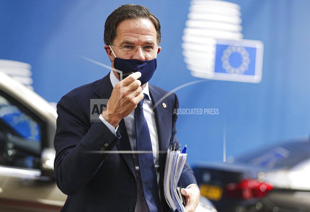 Stephanie Lecocq Dutch Prime Minister Mark Rutte arrives for an EU summit in Brussels, Monday, July 20, 2020. Leaders from 27 European Union nations stretch their meeting into a fourth day on Monday to assess an overall budget and recovery package spread over seven years. (Stephanie Lecocq, Pool Photo via AP)