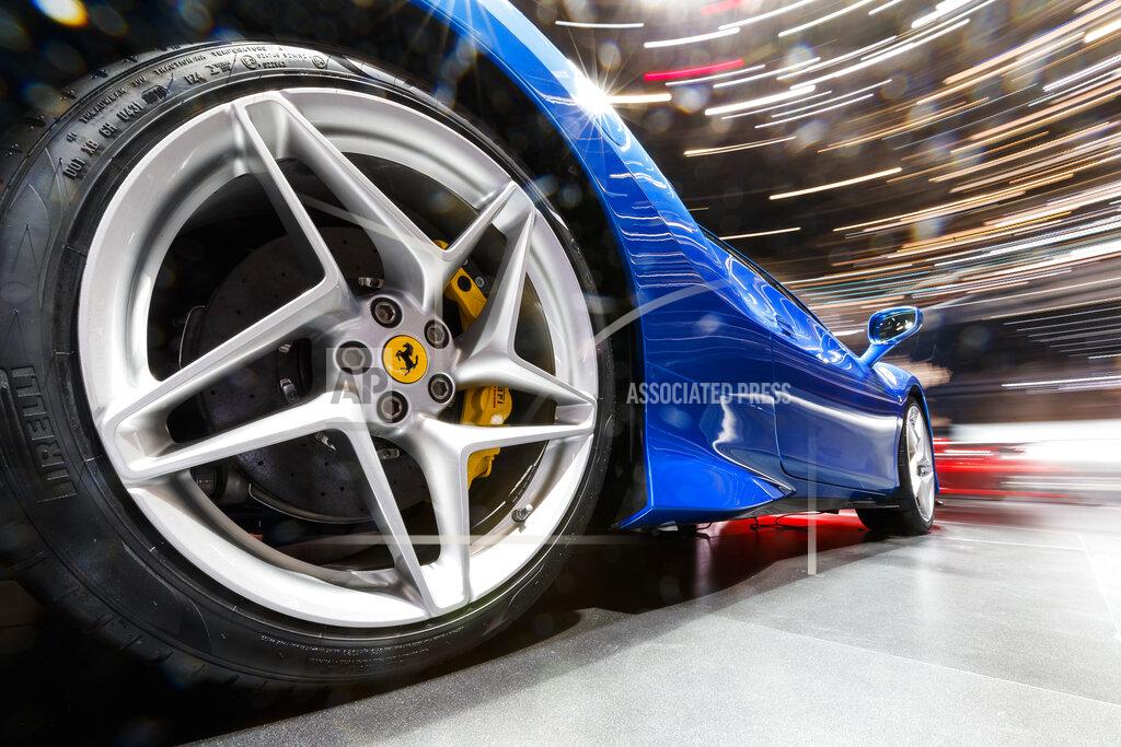 Cyril Zingaro The New Ferrari F8 Triturbo is presented during the press day at the 89th Geneva International Motor Show in Geneva, Switzerland, Wednesday, March 6, 2019. The Motor Show will open its gates to the public from 7 to 17 March presenting more than 180 exhibitors and more than 100 world and European premieres. (Cyril Zingaro/Keystone via AP)