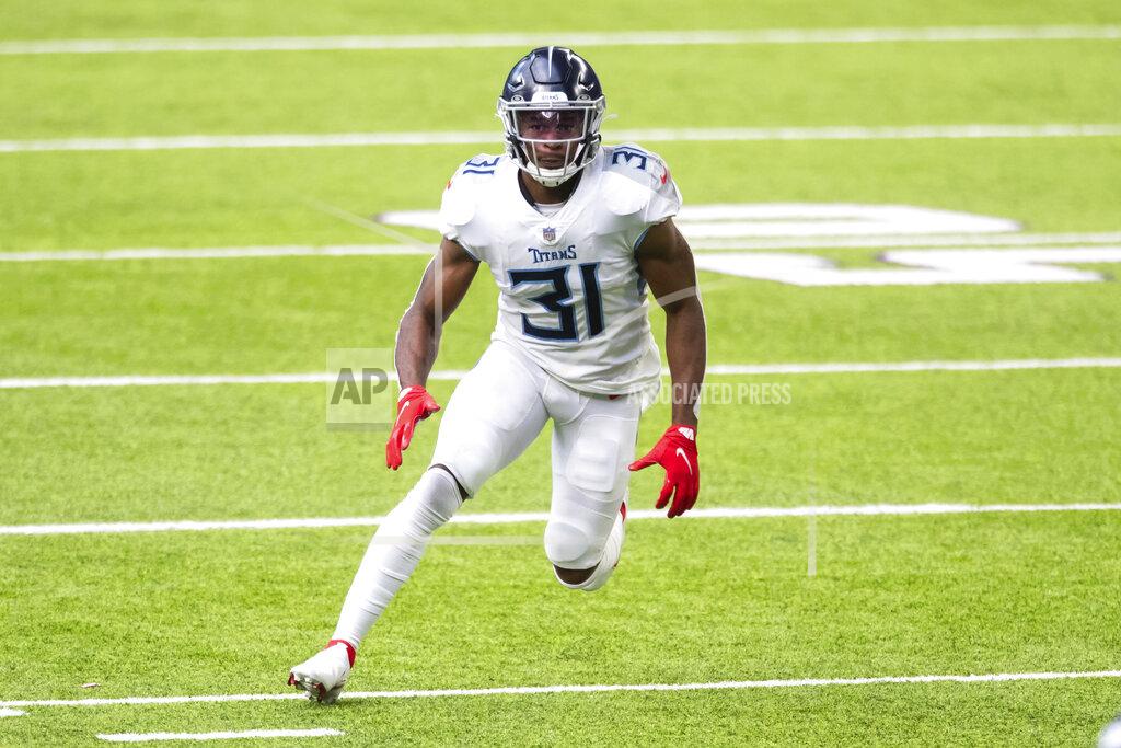 David Berding Tennessee Titans safety Kevin Byard (31) is shown in action in the third quarter during an NFL football game against the Minnesota Vikings, Sunday, Sept. 27, 2020, in Minneapolis. The NFL's ranks of undefeated teams should thin by one Tuesday night, Oct. 13, 2020, when the Buffalo Bills and Tennessee Titans finally meet in a rescheduled game. (AP Photo/David Berding, File)