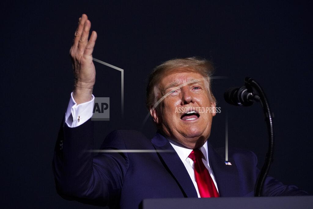 Andrew Harnik President Donald Trump speaks at a rally at Minden-Tahoe Airport in Minden, Nev., Saturday, Sept. 12, 2020. (AP Photo/Andrew Harnik)
