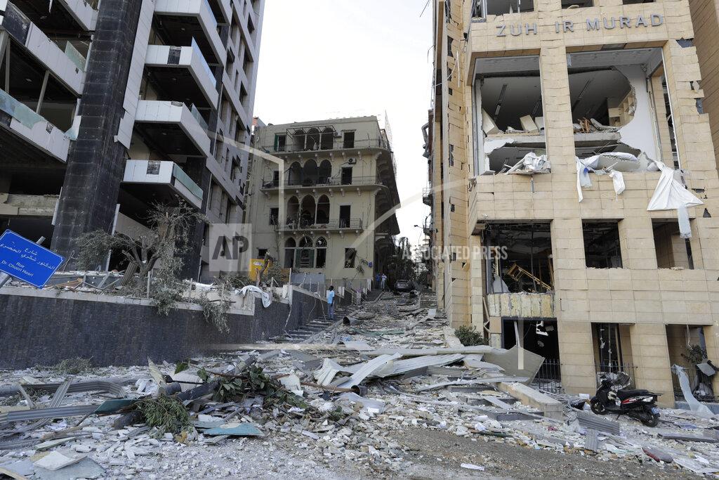 Hassan Ammar Destruction is seen after a massive explosion in Beirut, Lebanon, Wednesday, Aug. 5, 2020. The explosion flattened much of a port and damaged buildings across Beirut, sending a giant mushroom cloud into the sky. In addition to those who died, more than 3,000 other people were injured, with bodies buried in the rubble, officials said.(AP Photo/Hassan Ammar)