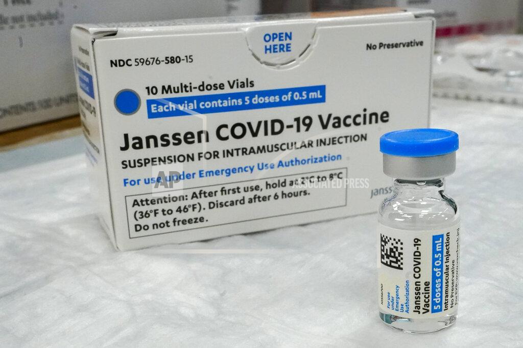 Mary Altaffer FILE - In this Thursday, April 8, 2021 file photo, the Johnson & Johnson COVID-19 vaccine sits on a table at a pop up vaccinations site the Albanian Islamic Cultural Center, in the Staten Island borough of New York. The U.S. is recommending a “pause” in administration of the single-dose Johnson & Johnson COVID-19 vaccine to investigate reports of potentially dangerous blood clots. (AP Photo/Mary Altaffer, File)