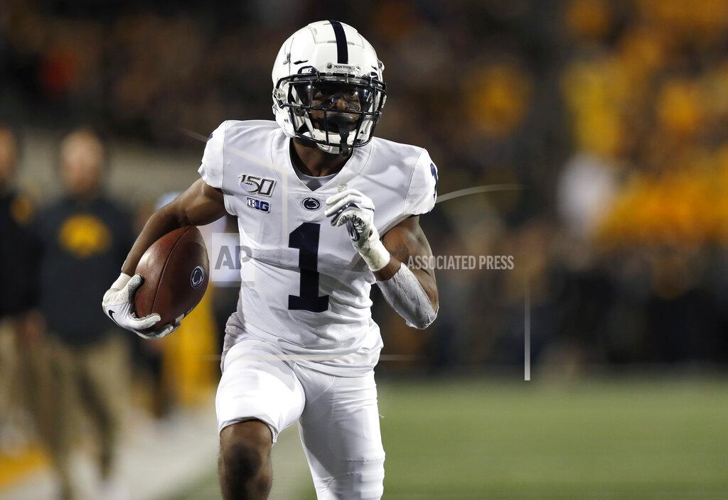 Matthew Putney Penn State wide receiver KJ Hamler runs the ball in for a touchdown during the first half of the team's NCAA college football game against Iowa on Saturday, Oct. 12, 2019, in Iowa City, Iowa. (AP Photo/Matthew Putney)