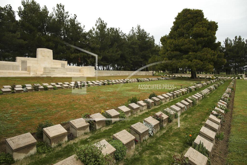 Emrah Gurel A view of the Twelve Tree Copse Cemetery, in Canakkale, Turkey, Saturday, April 24, 2021, a day ahead of the 106th anniversary of the Gallipoli Campaign. The Gallipoli Campaign of 1915 by Allied forces aimed to take control of the peninsula to weaken the Ottoman Empire. The campaign failed and Allied forces withdrew after eight months of fighting on the ground and some 250,000 casualties on both sides. The memorials were kept small due to the COVID-19 pandemic..(AP Photo/Emrah Gurel)