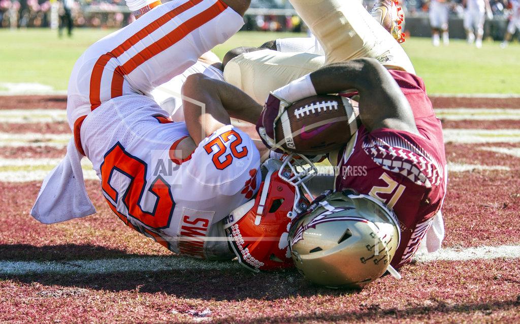 Mark Wallheiser Florida State defensive back A.J. Lytton takes a Clemson pass away from Clemson wide receiver Will Swinney in the end zone for a touchback in the second half of an NCAA college football game in Tallahassee, Fla., Saturday, Oct. 27, 2018. Clemson defeated Florida State 59-10. (AP Photo/Mark Wallheiser)