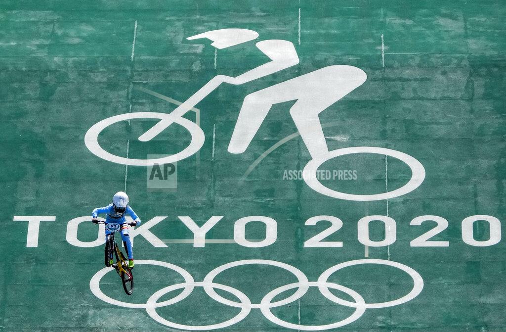 Ben Curtis Elke Vanhoof of Belgium takes part in a BMX Racing training session at the 2020 Summer Olympics, Tuesday, July 27, 2021, in Tokyo, Japan. (AP Photo/Ben Curtis)