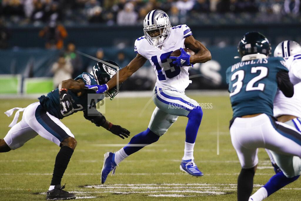 Chris Szagola Philadelphia Eagles cornerback Jalen Mills, left, tries to stop Dallas Cowboys wide receiver Michael Gallup (13) during the first half of an NFL football game Sunday, Dec. 22, 2019, in Philadelphia. (AP Photo/Chris Szagola)