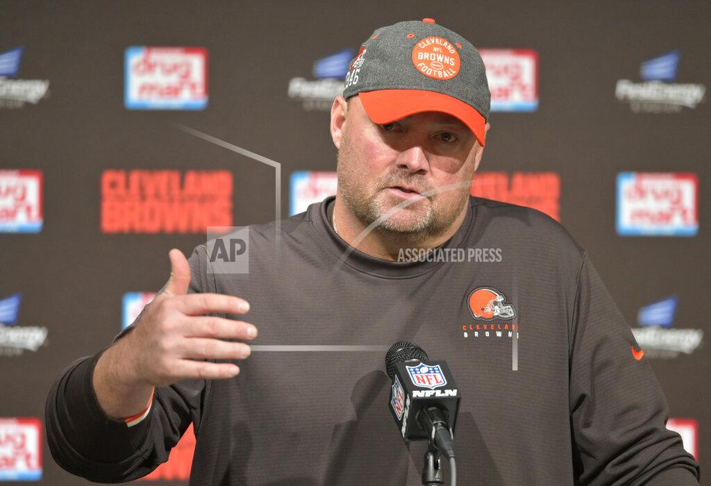 David Richard Cleveland Browns head coach Freddie Kitchens answers questions after an NFL football game against the Miami Dolphins, Sunday, Nov. 24, 2019, in Cleveland. (AP Photo/David Richard)