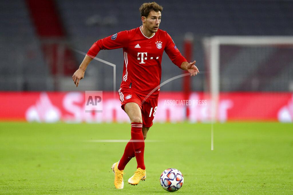 Matthias Schrader FILE - In this Oct. 21, 2020 file photo, Bayern's Leon Goretzka controls the ball during the Champions League Group A soccer match between Bayern Munich and Atletico Madrid at the Allianz Arena in Munich, Germany, Germany midfielder Leon Goretzka evidently doesn’t believe the old adage that sport and politics don’t mix. The 25-year-old Goretzka has gained a reputation as an ethical campaigner for taking a stand against racism and anti-Semitism and for urging action on a number of other issues. (AP Photo/Matthias Schrader,File)