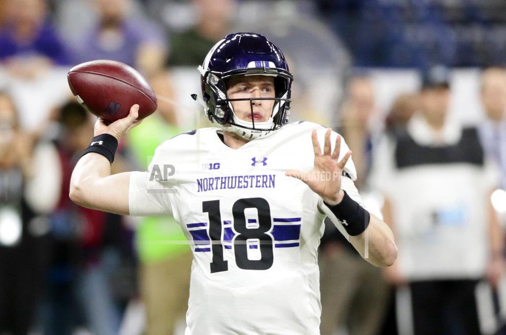 Aj Mast Northwestern quarterback Clayton Thorson (18) throws during the first half of the Big Ten championship NCAA college football game against Ohio State, Saturday, Dec. 1, 2018, in Indianapolis. (AP Photo/AJ Mast)