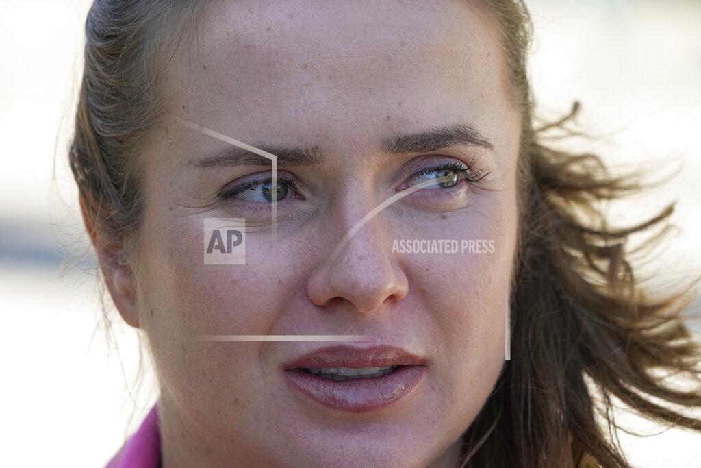 Michel Euler Ukrainian tennis player Elena Svitolina speaks during an interview with The Associated Press in Paris, Wednesday, May 11, 2022. In an emotional interview with The Associated Press Ukrainian tennis player Elena Svitolina saying Russian and Belorussian players should speak up about whether they are against the war and Russia's invasion of Ukraine, and no longer stay silent. (AP Photo/Michel Euler)
