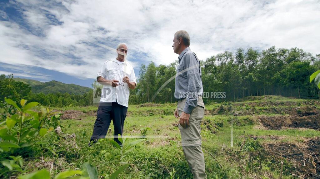Uncredited In an image provided by ESPN from video, Rocky Bleier talks with ESPN reporter Tim Rinaldi in Hiep Duc Valley, about 35 miles (56 kilometers) south of Danang in Vietnam, on Aug. 20, 2018. Three months into his deployment to Vietnam, Bleier was shot through the thigh and suffered a grenade blast to his foot. Doctors told him that he’d never play football again. Steelers owner Art Rooney supported Bleier by placing him on injured reserve rather than cutting him from the team. Bleier then defied the odds, returning to football as a star running back on the “Steel Curtain” Steelers teams of the 1970s and becoming the only war veteran to have four Super Bowl rings. (ESPN via AP)