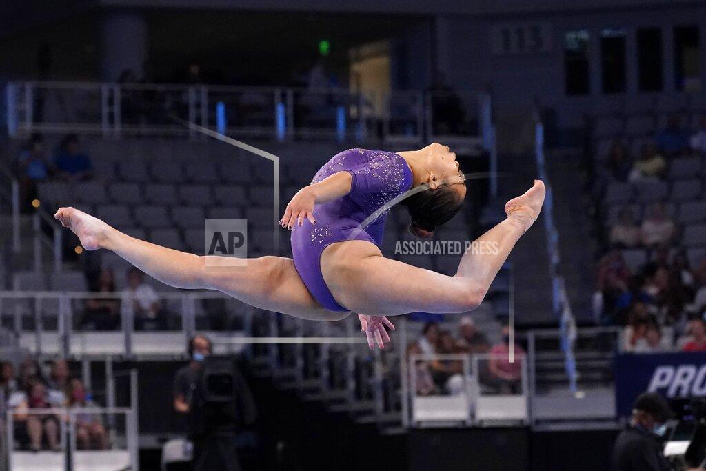 Tony Gutierrez Morgan Hurd competes in the floor exercise during the U.S. Gymnastics Championships, Friday, June 4, 2021, in Fort Worth, Texas. (AP Photo/Tony Gutierrez)