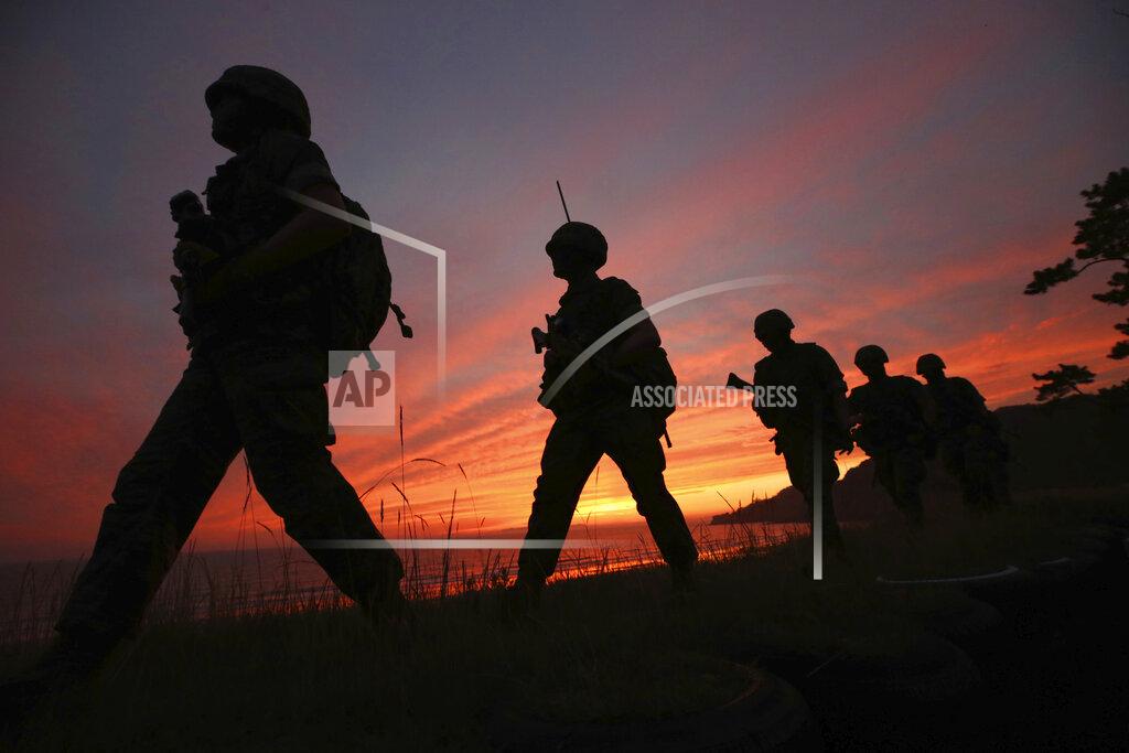 Kim In-Chul South Korean Marines patrol on Yeonpyeong Island, South Korea, Tuesday, June 16, 2020. North Korea blew up an inter-Korean liaison office building just north of the heavily armed border with South Korea on Tuesday in a carefully choreographed display of anger that sharply raises tensions on the Korean Peninsula and puts pressure on Washington and Seoul amid deadlocked nuclear diplomacy. (Kim In-chul/Yonhap via AP)