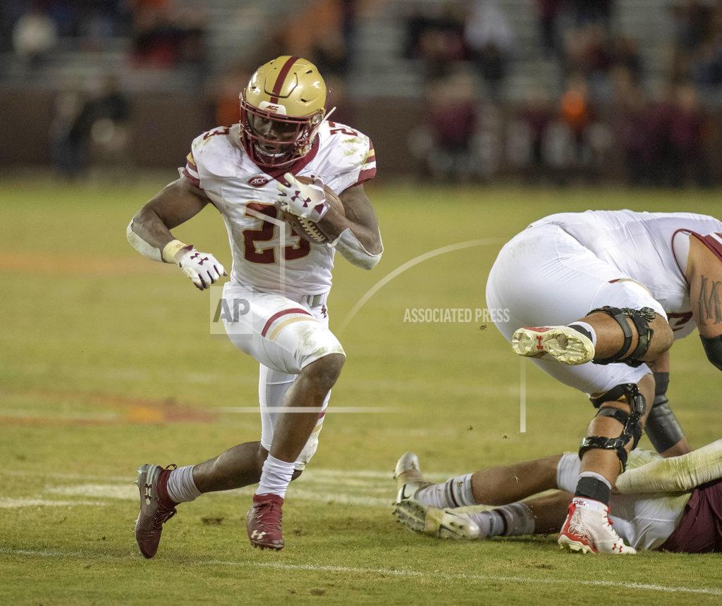 Matt Bell Boston College running back Travis Levy runs the ball during an NCAA college football game against Virginia Tech in Blacksburg, Va., Saturday, Nov. 3, 2018. (AP Photo/Matt Bell)
