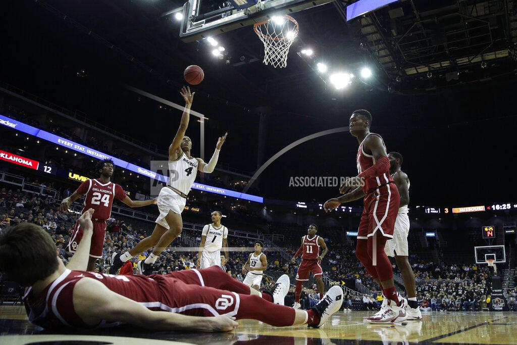 Charlie Riedel Missouri guard Javon Pickett (4) shoots during the first half of an NCAA college basketball game against Oklahoma, Tuesday, Nov. 26, 2019, in Kansas City, Mo. (AP Photo/Charlie Riedel)