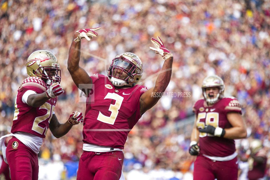 Mark Wallheiser Florida State running back Cam Akers (3) and wide receiver D.J. Matthews (29) celebrate Akers' touchdown in the first half of an NCAA college football game against Florida in Tallahassee, Fla., Saturday, Nov. 24, 2018. (AP Photo/Mark Wallheiser)