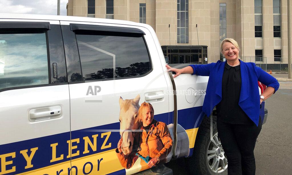 James Macpherson FILE - In this Sept. 17, 2020 file photo, Democratic gubernatorial candidate Shelley Lenz poses for a photo at the state Capitol in Bismarck, North Dakota. Lenz is challenging North Dakota Gov. Doug Burgum in the Nove. 3, 2020 general election. (AP Photo/James MacPherson File)