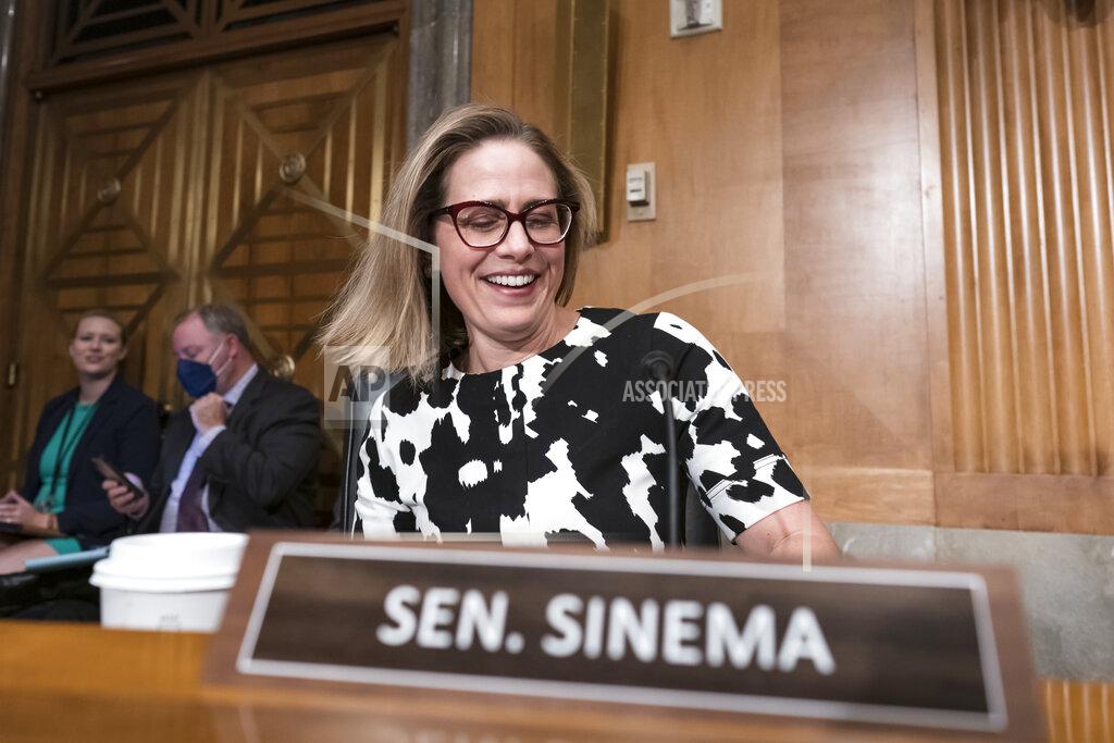 J. Scott Applewhite FILE - Sen. Kyrsten Sinema, D-Ariz., arrives for a meeting of the Senate Homeland Security Committee at the Capitol in Washington, Wednesday, Aug. 3, 2022. Sen. Joe Manchin sealed the deal reviving President Joe Biden’s big economic, health care and climate bill. But it was Sinema who intently, quietly and deliberately shaped the final product. (AP Photo/J. Scott Applewhite, File)