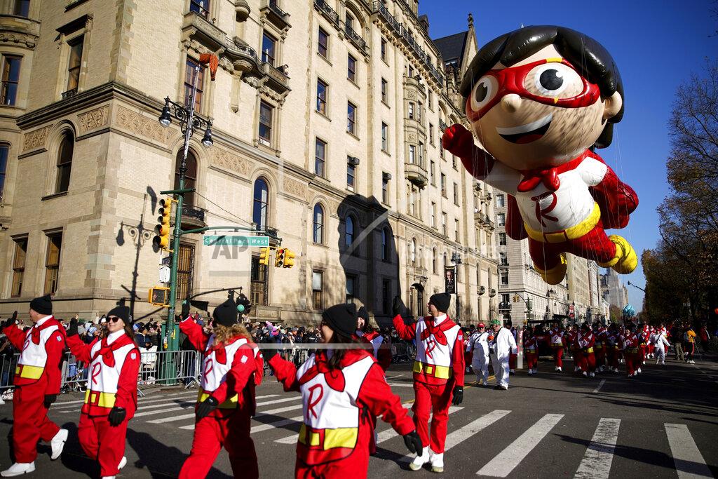 Julia Nikhinson The Red Titan balloon makes its way down Central Park West during the Macy's Thanksgiving Day Parade, Thursday, Nov. 24, 2022, in New York. (AP Photo/Julia Nikhinson)