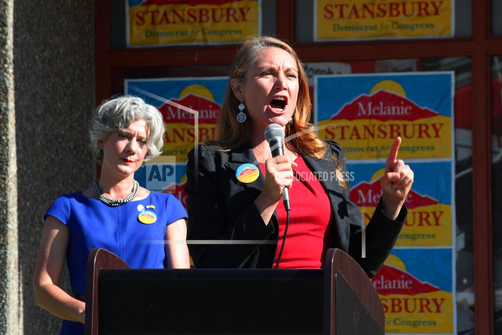 Susan Montoya Bryan Democratic congressional candidate Melanie Stansbury speaks to a crowd during a campaign rally in Albuquerque, New Mexico, on Thursday, May 27, 2021. She was joined by Doug Emhoff, the husband of Vice President Kamala Harris. The trip marked Emhoff's first on behalf of a candidate. (AP Photo/Susan Montoya Bryan)