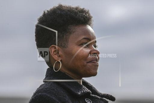 Buffalo mayoral candidate India Walton is seen during a walking tour of local businesses in Buffalo, N.Y., on Monday, Oct. 18, 2021. The race for mayor of Buffalo has four-term incumbent Byron Brown relying on a write-in campaign to fend off a challenge from newcomer Walton, who identifies herself as a democratic socialist. (AP Photo/Joshua Bessex)