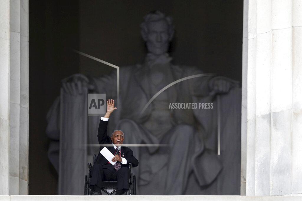 Charles Dharapak FILE - In this Wednesday, Aug. 28, 2013 file photo, Rev. Joseph Lowery speaks at the 50th anniversary of the March on Washington where Martin Luther King Jr., spoke, at the Lincoln Memorial in Washington. Lowery, a veteran civil rights leader who helped King found the Southern Christian Leadership Conference and fought against racial discrimination, died Friday, March 27, 2020, the family said. He was 98. (AP Photo/Charles Dharapak)