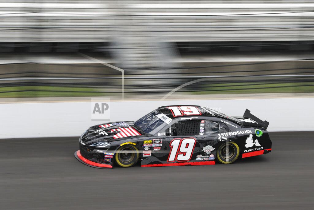 Michael Conroy NASCAR Xfinity Series driver Brandon Jones drives down the main straightaway during NASCAR Xfinity auto racing practice at Indianapolis Motor Speedway, Friday, Sept. 6, 2019 in Indianapolis. (AP Photo/Michael Conroy)