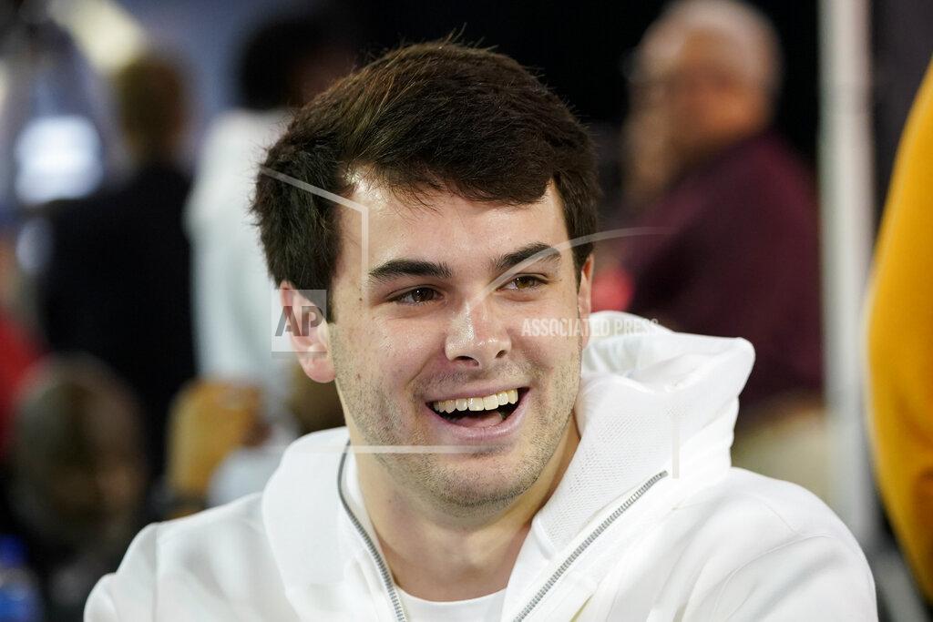 David J. Phillip Clemson safety Nolan Turner is interviewed during media day for NCAA College Football Playoff national championship game Saturday, Jan. 11, 2020, in New Orleans. Clemson is scheduled to play LSU on Monday. (AP Photo/David J. Phillip).