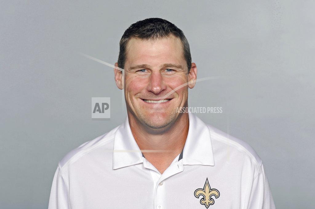 FILE - This is a 2016 file photo showing Dan Campbell of the New Orleans Saints NFL football team. The Browns took their coaching search on the road and interviewed tight ends coach Campbell. The 42-year-old Campbell met Friday, Jan. 4, 2019, with Browns general manager John Dorsey and other members of Cleveland’s committee while the Saints practiced during their bye week in the NFL playoffs. (AP Photo/File)