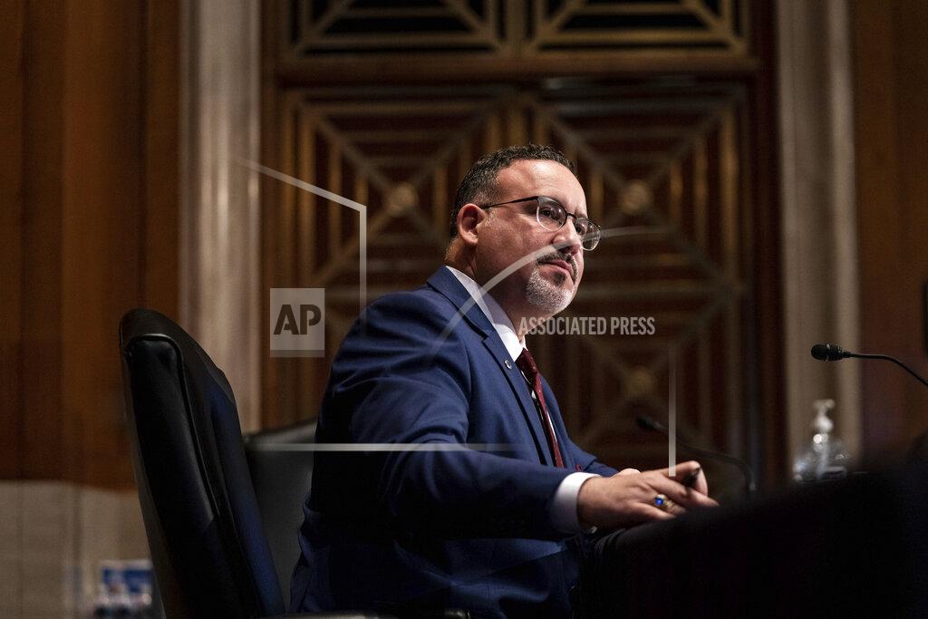 Anna Moneymaker Education secretary nominee Miguel Cardona listens during a Senate Health, Education, Labor and Pensions Committee hearing on his nomination on Capitol Hill, Wednesday, Feb. 3, 2021, in Washington. (Anna Moneymaker/The New York Times via AP, Pool)