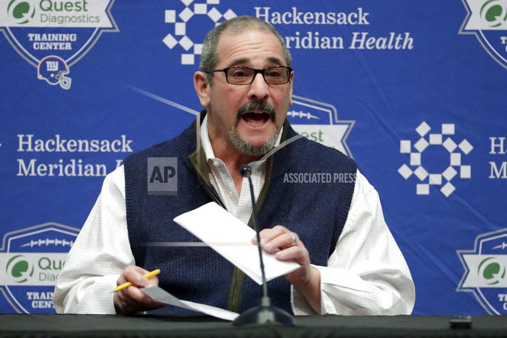 Julio Cortez New York Giants general manager Dave Gettleman speaks during an end-of-season press conference at the NFL football team's training facility, Wednesday, Jan. 2, 2019, in East Rutherford, N.J. The Giants finished with a record of 5-11, last in the NFC East division. (AP Photo/Julio Cortez)