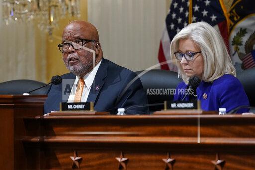 Rep. Bennie Thompson, D-Miss., chair of the House select committee tasked with investigating the Jan. 6 attack on the U.S. Capitol speaks as the committee meets to hold Steve Bannon, one of former President Donald Trump's allies in contempt, on Capitol Hill in Washington, Tuesday, Oct. 19, 2021. Listening ise Rep. Liz Cheney, R-Wyo. (AP Photo/J. Scott Applewhite)