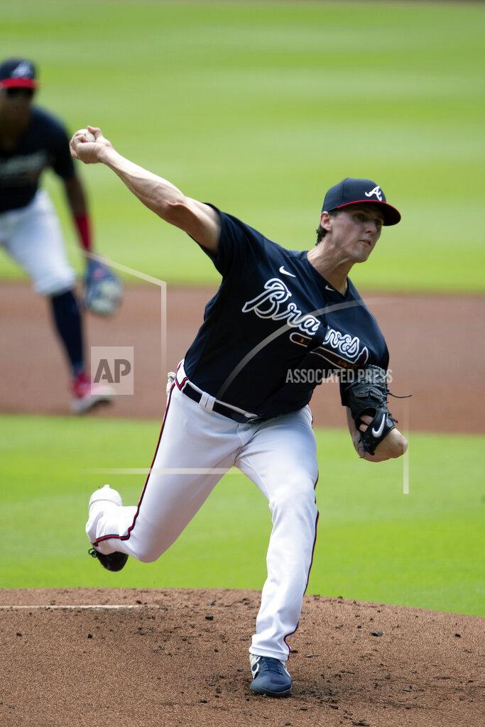 John Bazemore Atlanta Braves starting pitcher Kyle Wright (30) delivers during an intra squad baseball game Thursday, July 16, 2020, in Atlanta. (AP Photo/John Bazemore)
