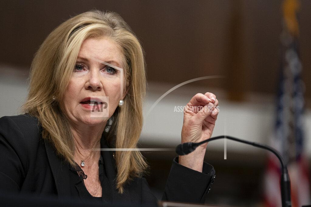 Sen. Marsha Blackburn, R-Tenn., speaks during a Senate Judiciary Committee hearing on Capitol Hill in Washington, Wednesday, Sept. 30, 2020, to examine the FBI "Crossfire Hurricane" investigation. (Stefani Reynolds/Pool via AP)